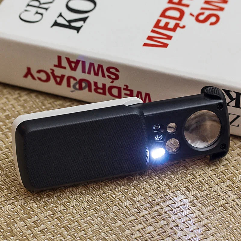 Jewelry Loupe Magnifier 30X 60X 90X LED Lighted Eye Loupe Mini Portable Magnifier With UV Light For Jewelry Peaceful Pleasures Health and Wellness
