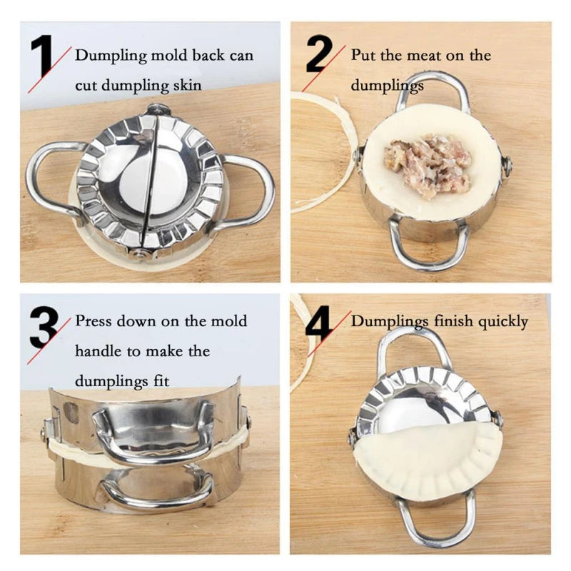 304 Stainless Steel Dumpling Maker & Wrapper Cutter Mould | Ravioli, Pie & Pastry Press – Dishwasher Safe