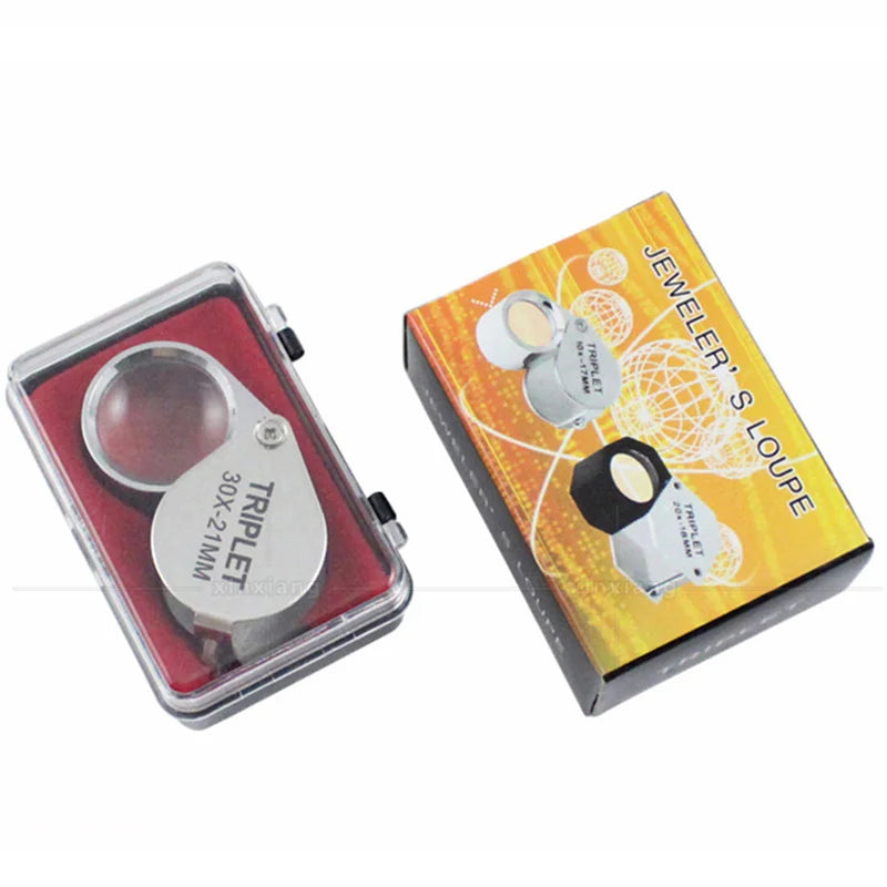 Folding Jewllery Loupe Portable Magnifying Glass Pocket Size Lovely Jewllery Magnifier Glasses 10X 20X 30X Magnification Metal Peaceful Pleasures Health and Wellness