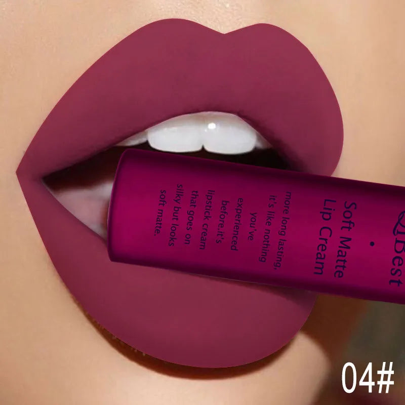QIBEST Sexy Long Lasting Velvet Matte Lip Gloss Liquid Lipstick Lip Makeup Women Beauty Red Nonstick Cup Waterproof Lipgloss Peaceful Pleasures Health and Wellness 4