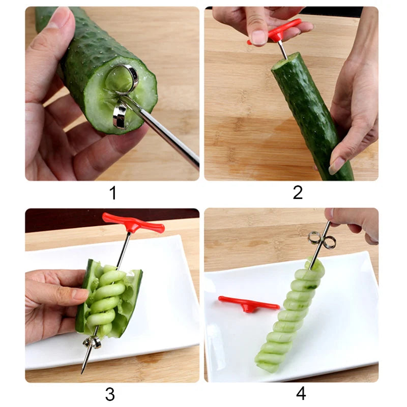 Manual Spiral Screw Slicer & Twist Knife – Curly Vegetable Cutter for Potato, Cucumber, Carrot & Radish
