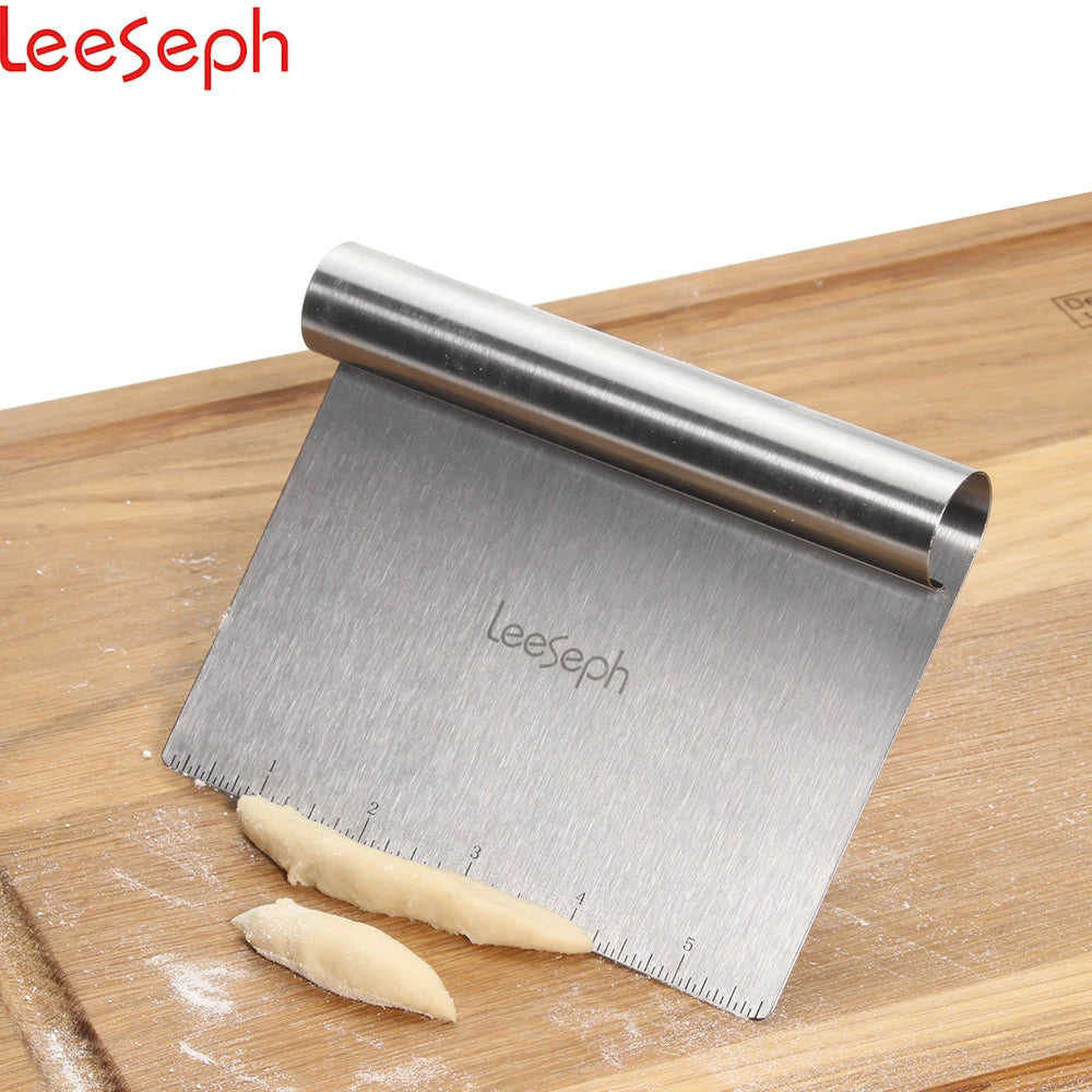 Leeseph Multi-purpose Stainless Steel Scraper & Chopper, Dough Scraper, Pizza Dough Cutter , kitchen tools Peaceful Pleasures Health and Wellness
