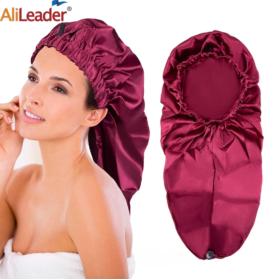 Long Sleep Cap For Women 1 Pack Large Soft Elastic Band Satin Bonnet For Braids Dreadlocks Long Curly Hair 12 Colors Choose Peaceful Pleasures Health and Wellness