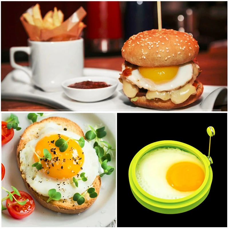 4-Pack Silicone Round Egg Ring Molds – Non-Stick Fried Egg, Omelette & Pancake Shapers, 4 Colors