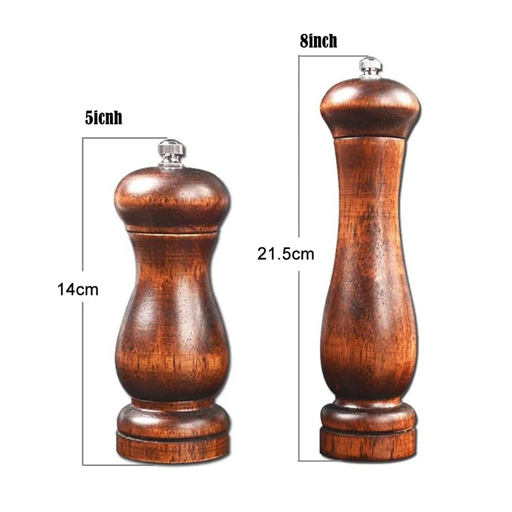 4PC Oak Pepper Grinder Coarse Salt Solid Wooden Oak Pepper Mill Handheld With Adjustable Ceramic Core Manual Kitchen Tools Peaceful Pleasures Health and Wellness