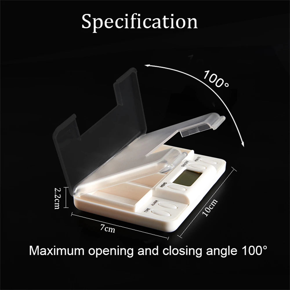 4 Grid pill box medicine Storage Box Electronic Timing Reminder Medicine Boxes Alarm Timer Pills Organizer Pill Drug Container Peaceful Pleasures Health and Wellness