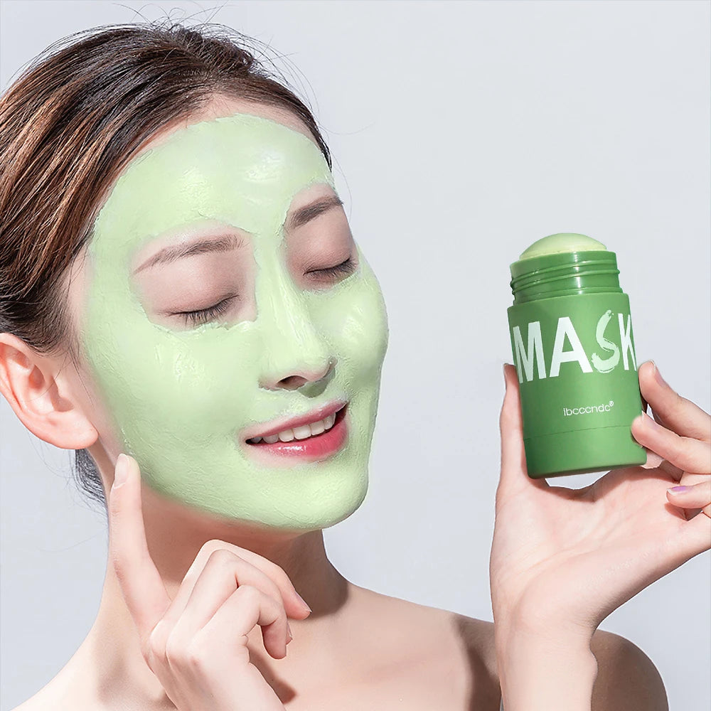 Green Tea Extract Mud Mask Stick 40g For Face Blackheads Acne Remover Oil Control Gentle Facial Cleansing Solid Mask Natural Peaceful Pleasures Health and Wellness