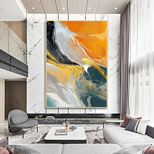 Modern Frameless Abstract Hand Drawn Canvas Oil Painting Wall Decorative Art Mural Living Room Bedroom Restaurant Hotel Poster Peaceful Pleasures Health and Wellness