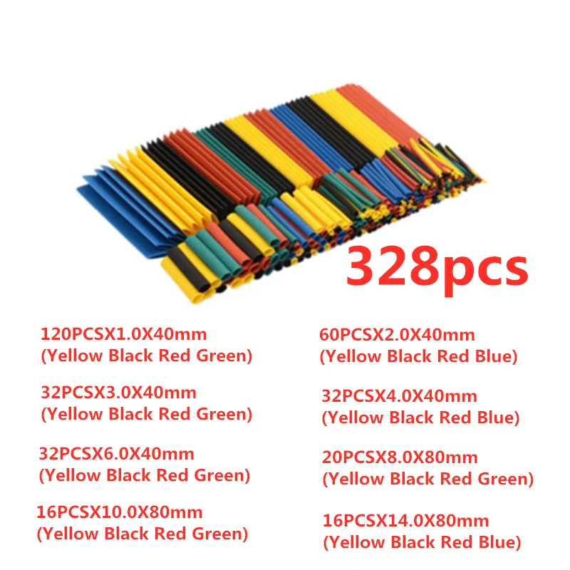 127/164/328/530Pcs Assorted Polyolefin Heat Shrink Tube Cable Sleeve Wrap Wire Set Insulated Shrinkable Tube Peaceful Pleasures Health and Wellness 328PCS Bagged
