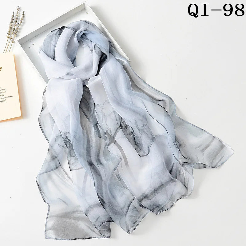 Multiple Lotus Leaf Flower Chiffon Georgette Bandana Scarf Women