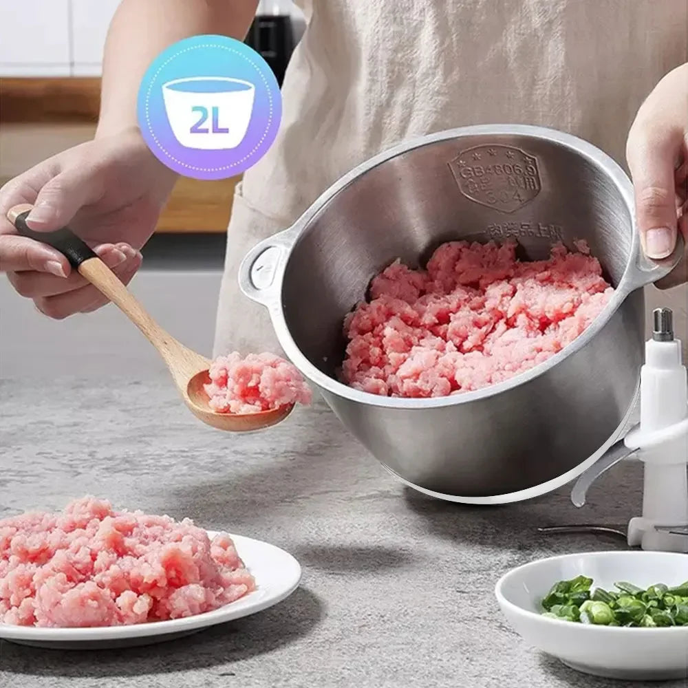 BioloMix 500W Electric Chopper & Meat Grinder – 2L Stainless Steel, 2 Speeds Kitchen Appliance Peaceful Pleasures Health and Wellness