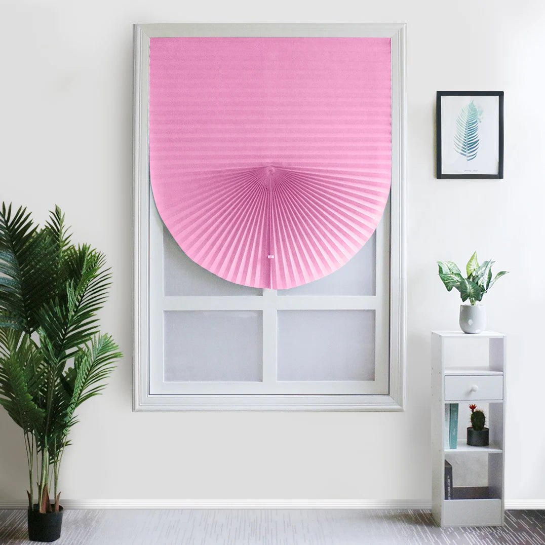 Pleated Window Shade Adhesive Blinds Light Blocking Fabric Shade Half blackout For Window Door Zebra Roman Curtain Temporary Peaceful Pleasures Health and Wellness Blinds Pink 60W x 150 cm L