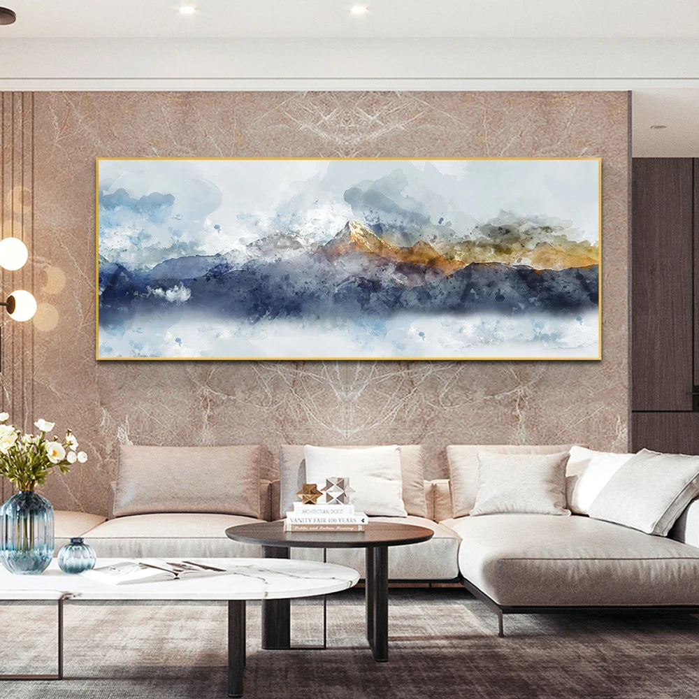 Modern Abstract Oil Painting Poster and Print Landscape Wall Art Original Design Canvas Painting Picture for Living Room Decor Peaceful Pleasures Health and Wellness PC17530 70x210cm No Frame