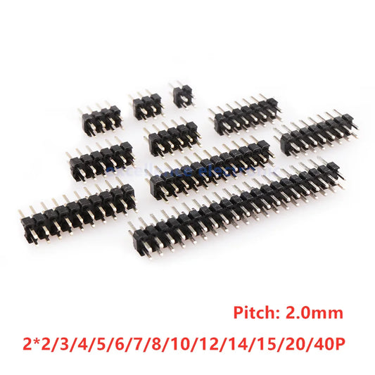 10PCS/Lot 2.0mm Male Header Pins 2*2/3/4/5/6/7/8/10/12/14/15/20/40P 2mm Double Row Pin Header Strip Connector Gold-plated Copper Peaceful Pleasures Health and Wellness 2x2P