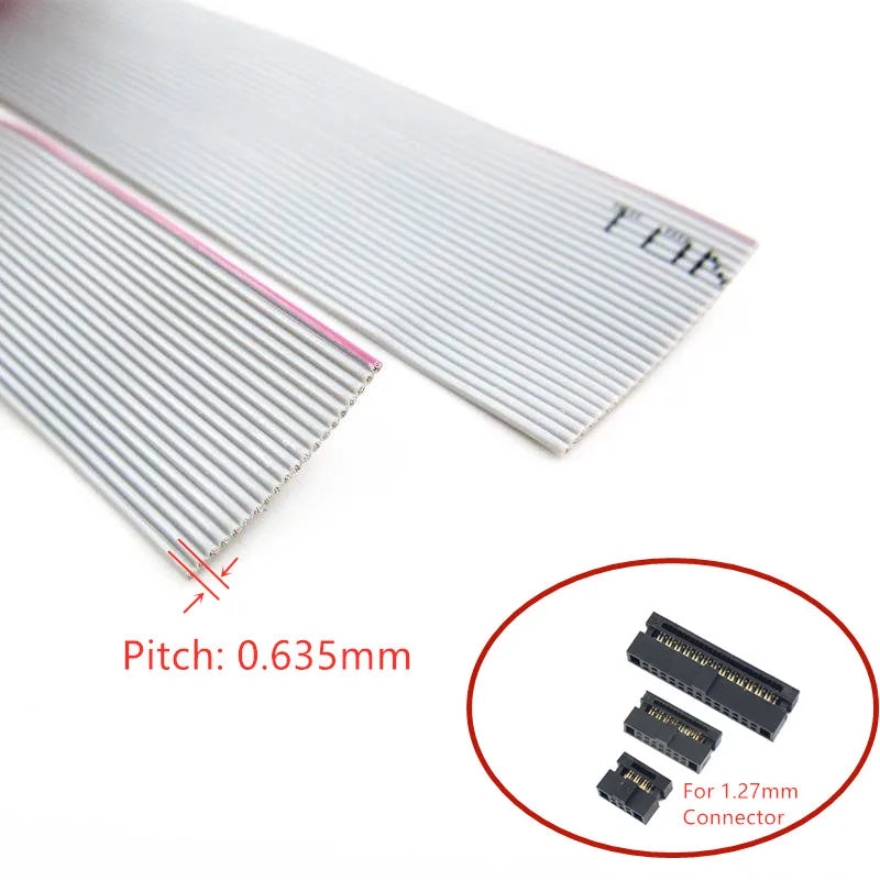 1Meter 0.635mm Pitch Grey Flat Ribbon Cable For IDC FC 1.27MM Connector 10P/14P/16P/20P/40P 30AWG Wire Peaceful Pleasures Health and Wellness