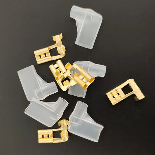 20Sets/40pcs Gold Plating 6.3 The Plug Spring Insulated Terminal Cold Terminal Flag L Shape Plug Spring Terminals Copper Peaceful Pleasures Health and Wellness Default Title