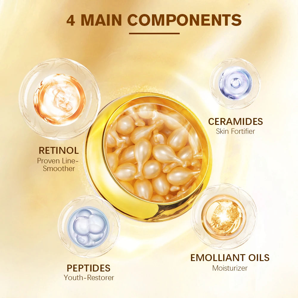 30Pcs/Bottle Retinol Capsules Essence Moisturizing Anti-aging Face Serum Spot Removing Anti Wrinkle Cream Face Care Peaceful Pleasures Health and Wellness