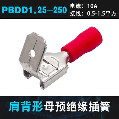 20Pcs PBDD Terminals Blue Yellow Red Piggy Back Disconnector Connector Wire Terminals 1.25/2.5/5.5mm Pre-insulating Terminals Peaceful Pleasures Health and Wellness Red 1.25-250