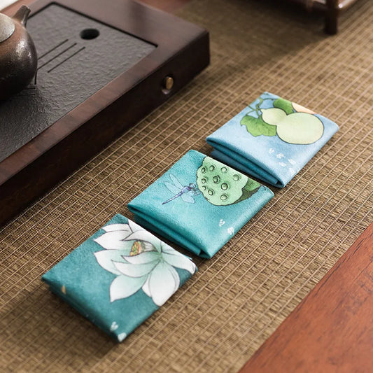 Hand-Painted Chinese Classical Kitchen Tea Towels | Cotton Linen Kitchen Tea Towel Peaceful Pleasures Health and Wellness