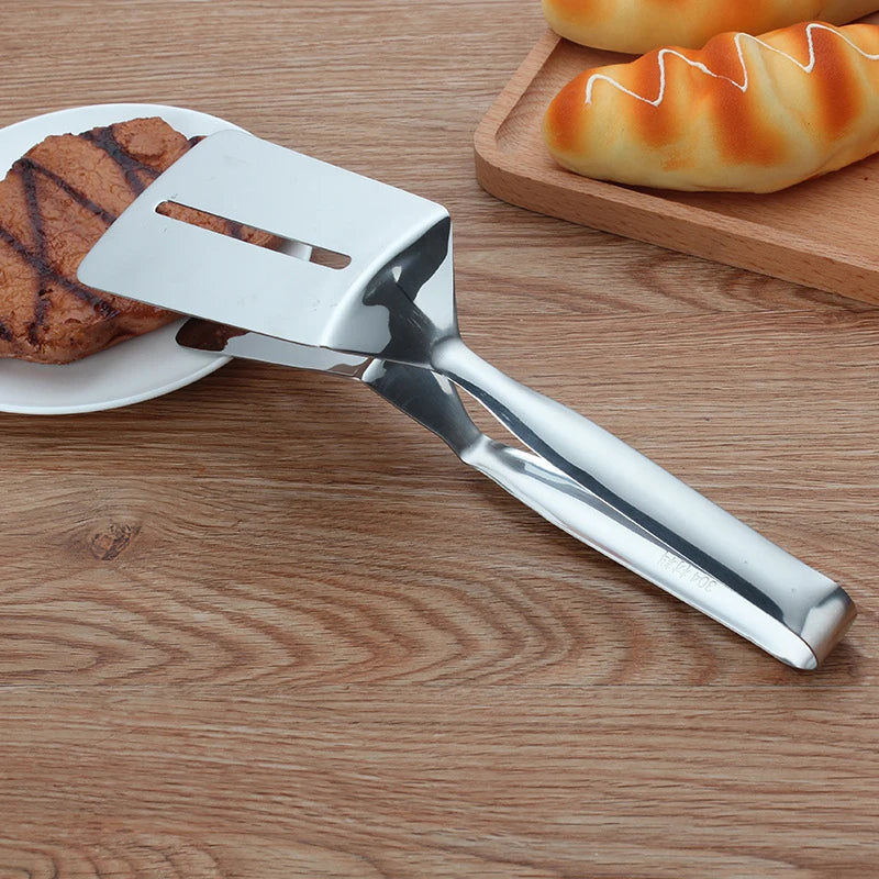 Stainless Steel BBQ & Kitchen Tongs – 2-in-1 Turner & Clamp for Grilling & Cooking