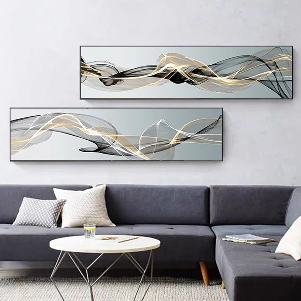 Modern Abstract Lines Canvas Painting Posters and Prints Nordic Wall Art Picture for Living Room Bedroom Luxury Home Decoration Peaceful Pleasures Health and Wellness