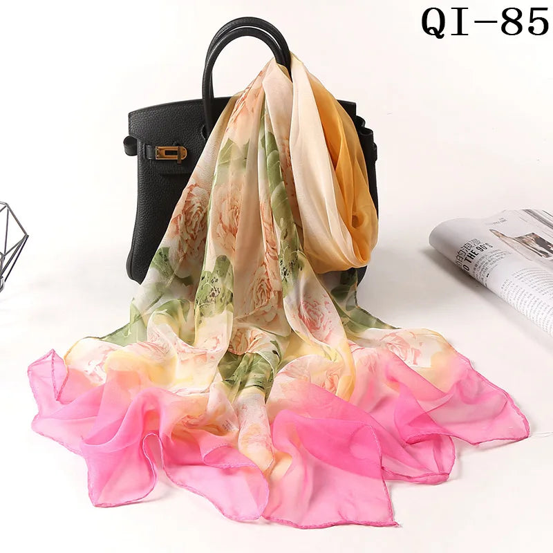 Multiple Lotus Leaf Flower Chiffon Georgette Bandana Scarf Women