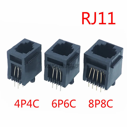 10pcs RJ11 Telephone Jack Connector 4P4C 6P6C 8P8C Vertical Crystal Head Female Socket Black Peaceful Pleasures Health and Wellness 52-8P8C
