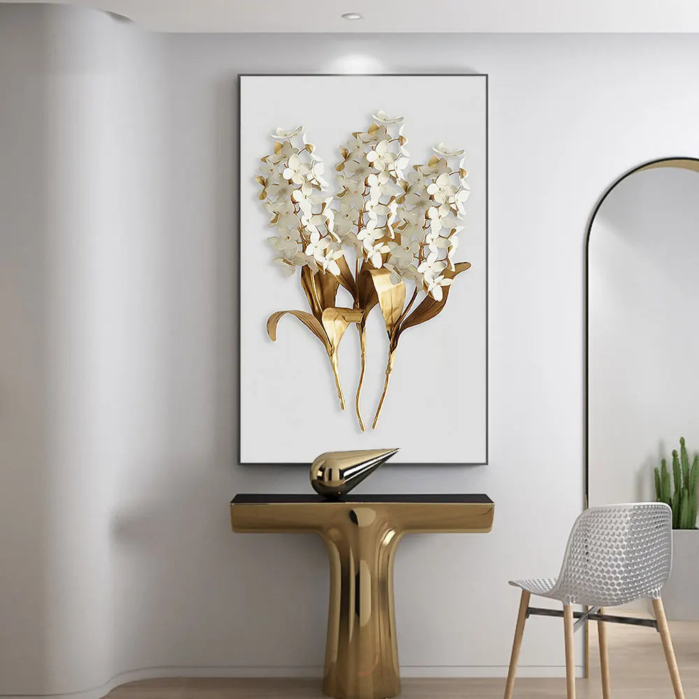3D White Flower Picture Wall Art Canvas Painting Scandinavian Posters Prints Painting Pictures Livingroom Home Wall Decoration Peaceful Pleasures Health and Wellness