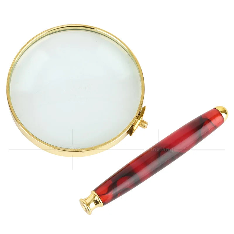 Factory Direct Hand-Held Jade Handle Zinc Alloy Frame Gold-Plated Elders Parents Reading Newspapers Philatelic Magnifying Glass Peaceful Pleasures Health and Wellness