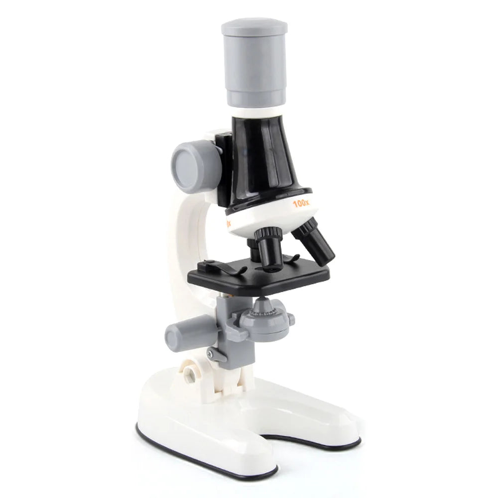 Children Biological Microscope Microscope Kit Lab LED 100X-400X-1200X Home School Science Educational Toy Gift For Kids Child 's Peaceful Pleasures Health and Wellness white