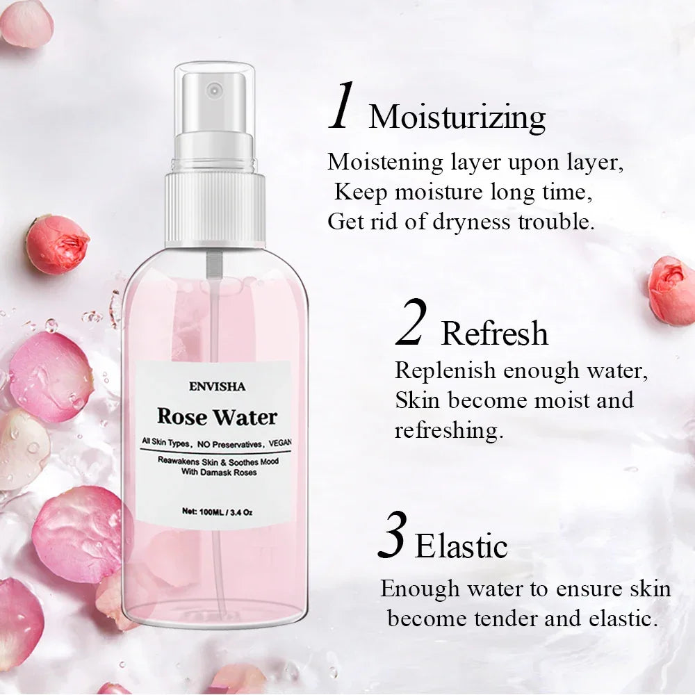 ENVISHA Rose Water Facial Toner – Hydrating & Pore-Minimizing Serum Peaceful Pleasures Health and Wellness