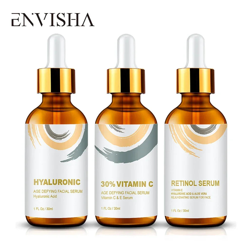 ENVISHA Face Serum Set – Vitamin C, Retinol & Hyaluronic Acid Face Serum Peaceful Pleasures Health and Wellness Default Title