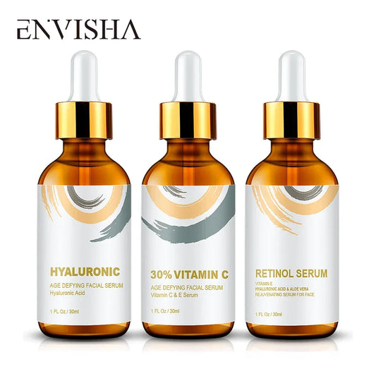 ENVISHA Face Serum Set – Vitamin C, Retinol & Hyaluronic Acid Face Serum Peaceful Pleasures Health and Wellness Default Title