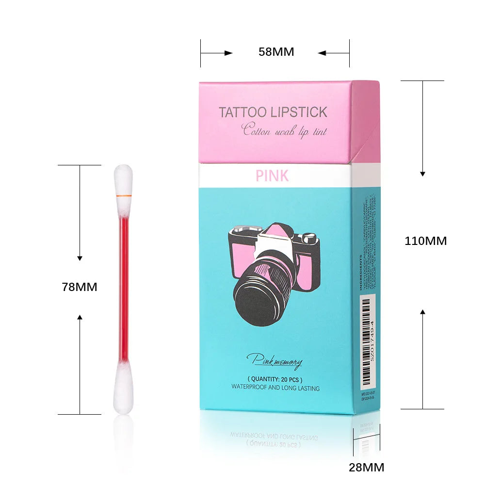 20pcs Cigarette Cotton Swab Lipstick Tattoo Lipstick Non-Stick Long-Lasting Waterproof and Kiss-proof Lip Durable Lip Stain Set Peaceful Pleasures Health and Wellness
