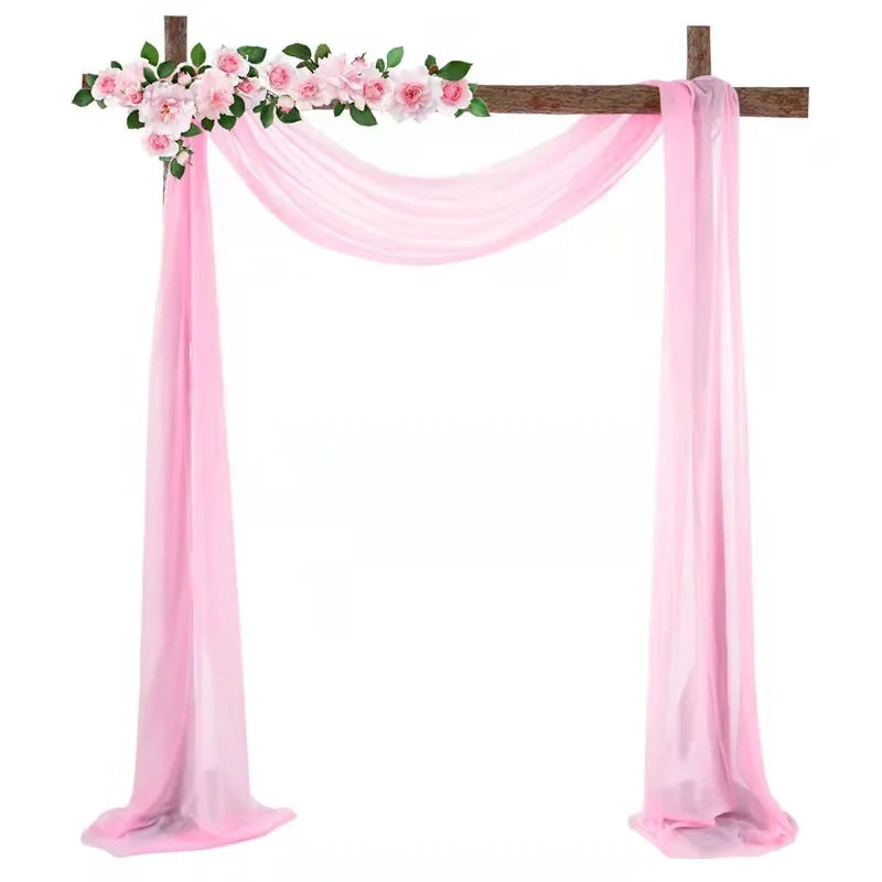 Wedding Arch Drapes Window Scarf Valance Chiffon Sheer Curtain Fabric Drapery for Arbor Canopy Bed Ceremony Party Stage Backdrop Peaceful Pleasures Health and Wellness Arch Drapes Pink 70W X 550 L CM 1PC