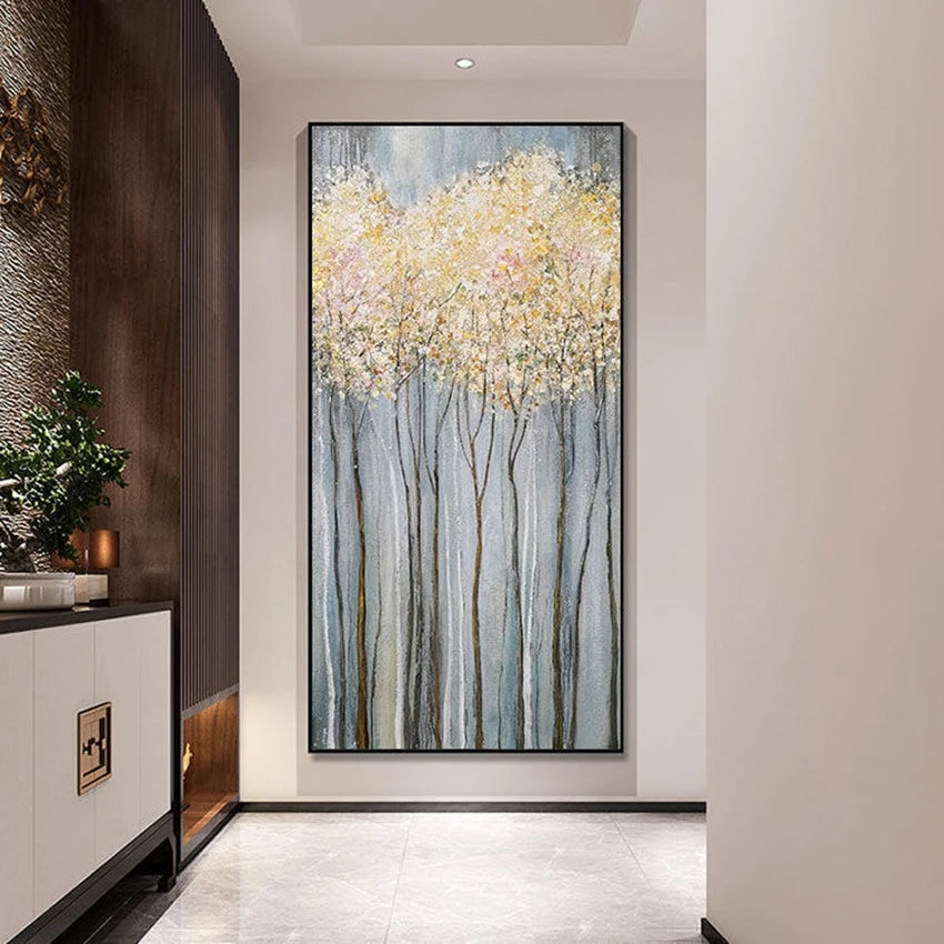 Custom Handmade Canvas Oil Painting Fortune Tree Modern Small Luxury Home Decorative Art Mural Bedroom Living Room Hotel Office Peaceful Pleasures Health and Wellness