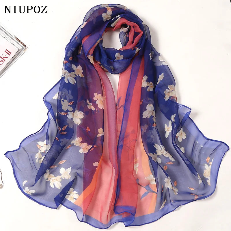 Multiple Lotus Leaf Flower Chiffon Georgette Bandana Scarf Women