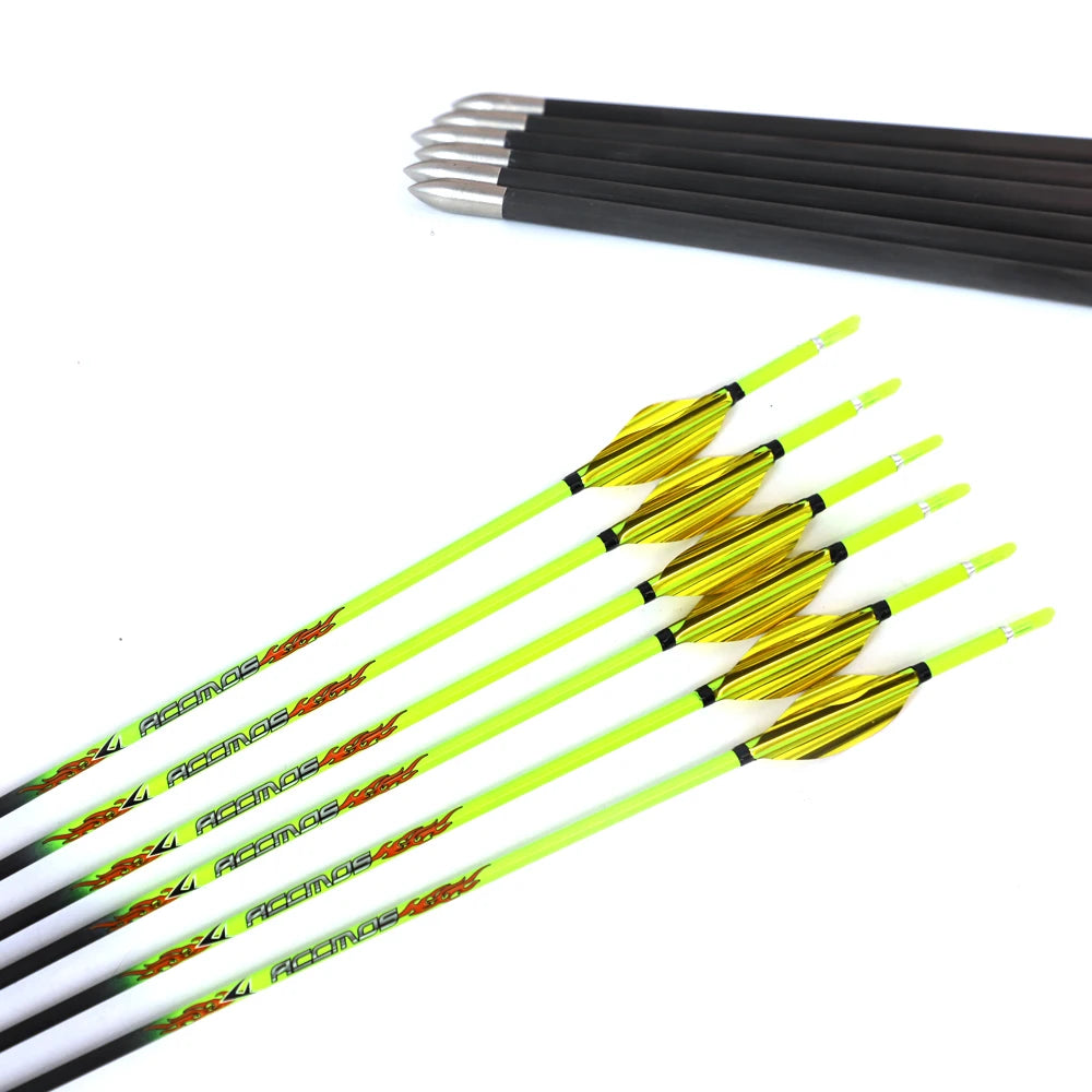 ID4 Yellow Shaft Orange Arrows Pure Carbon Arrow Spine 400 1000 Bow