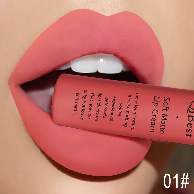 QIBEST Brand 34 Colors Liquid Lipstick Waterproof Matte Nude Lipstick Pigment Red Long Lasting Lip Gloss Women Makeup Lipgloss Peaceful Pleasures Health and Wellness 1