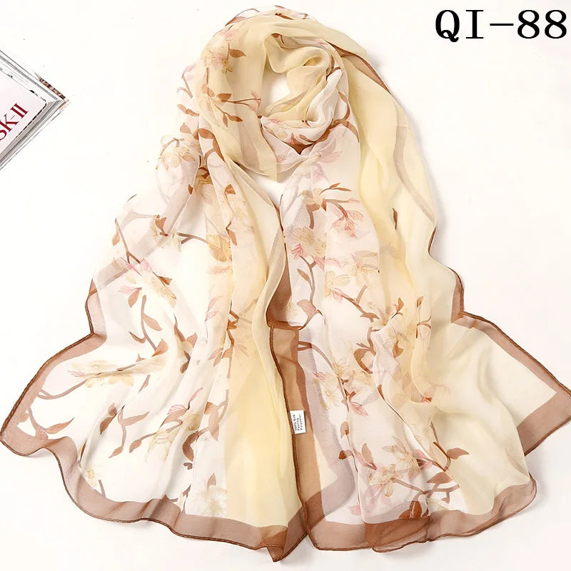 Multiple Lotus Leaf Flower Chiffon Georgette Bandana Scarf Women