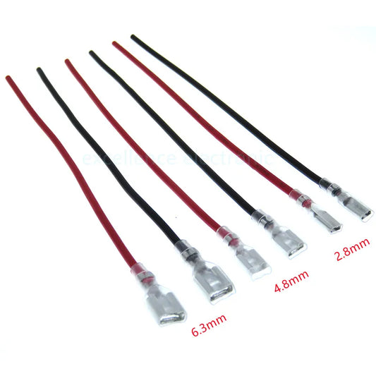 10pcs 2.8/4.8/6.3mm Crimp Terminal Splice Female Spade Connector Splice With Red Black Wire 20cm Peaceful Pleasures Health and Wellness 2.8mm Red