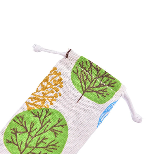 Cutlery Case Drawstring Bag Portable Tableware Bag Cotton Linen Travel Spoon bag Peaceful Pleasures Health and Wellness