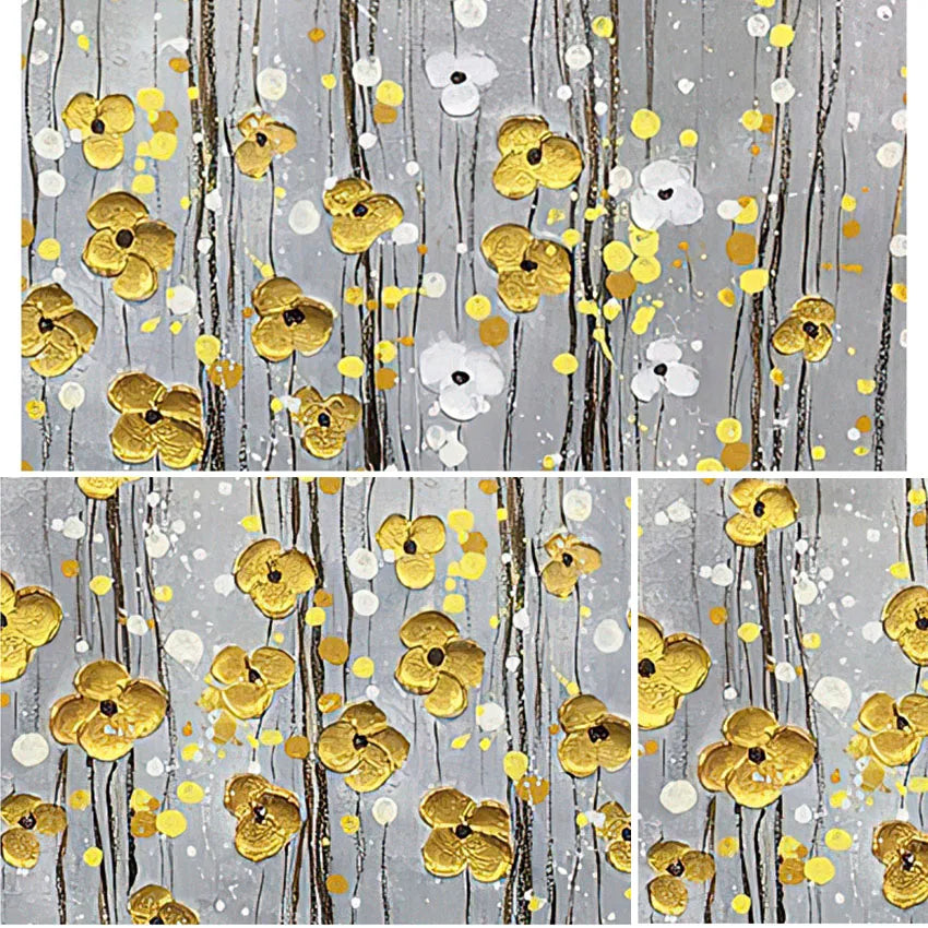 Nice Picture Money Golden Flowers Design Wall Art Poster For Home Deocr Hand Painted Oil Painting On Canvas For Living Room Sofa Peaceful Pleasures Health and Wellness