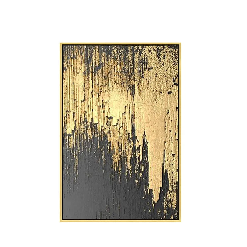 Nordic design abstract golden walll pictures for Christmas home decoration Hand painted oil painting on canvas for living room Peaceful Pleasures Health and Wellness No frame 1 60cmx80cm