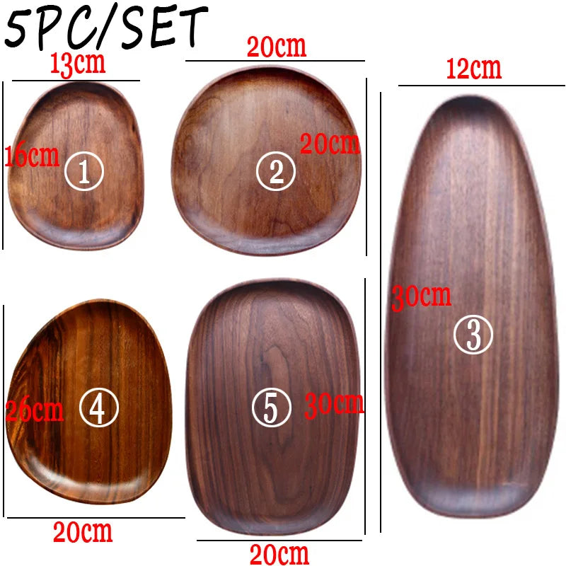 Irregular Oval Solid Acacia Wood Serving Plate & Tray | Natural Grain – Fruit, Dessert, Charcuterie & Tea