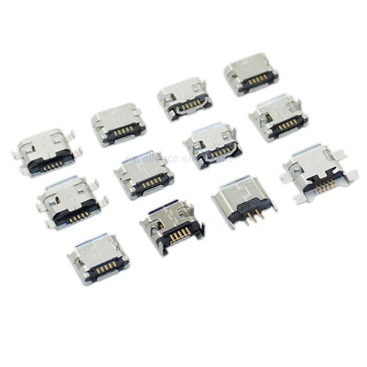 10pcs/Lot Micro USB 5 Pin SMT Socket Connector Type B Female Placement SMD DIP USB Charging Connectors Peaceful Pleasures Health and Wellness