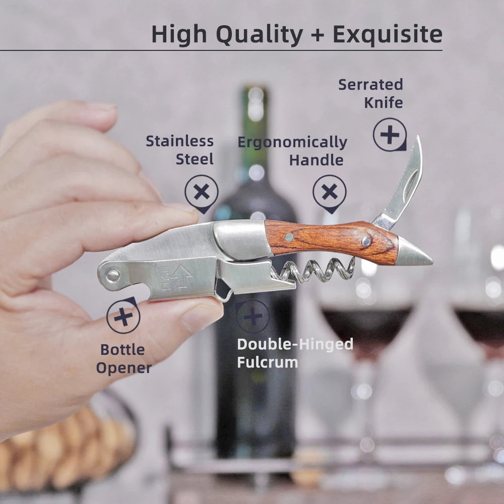 Wine Opener, Professional Waiters Corkscrew, PU Bag, Bottle Opener and Foil Cutter Gift for Wine Lovers Peaceful Pleasures Health and Wellness