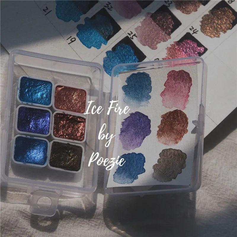 Watercolor Nail Gel Pigment Set | Pearl Shimmer Glitter 6pcs
