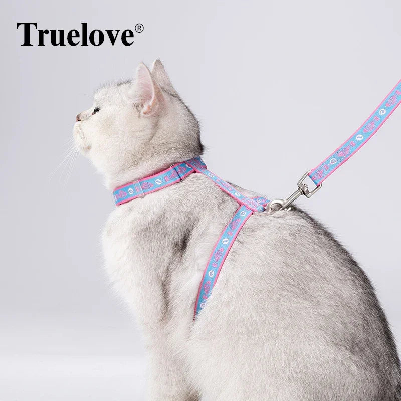 Truelove Cat H-Shape Harness & Leash Set – TLH3912 Peaceful Pleasures Health and Wellness Blue Free size China Mainland