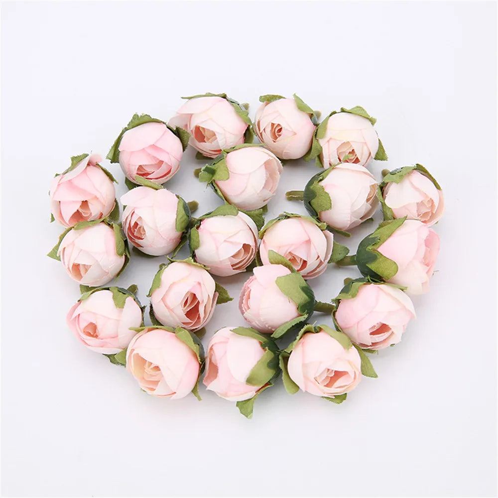 Silk Rose Tea Bud Artificial Flowers 10/20pcs – Wedding DIY Decor